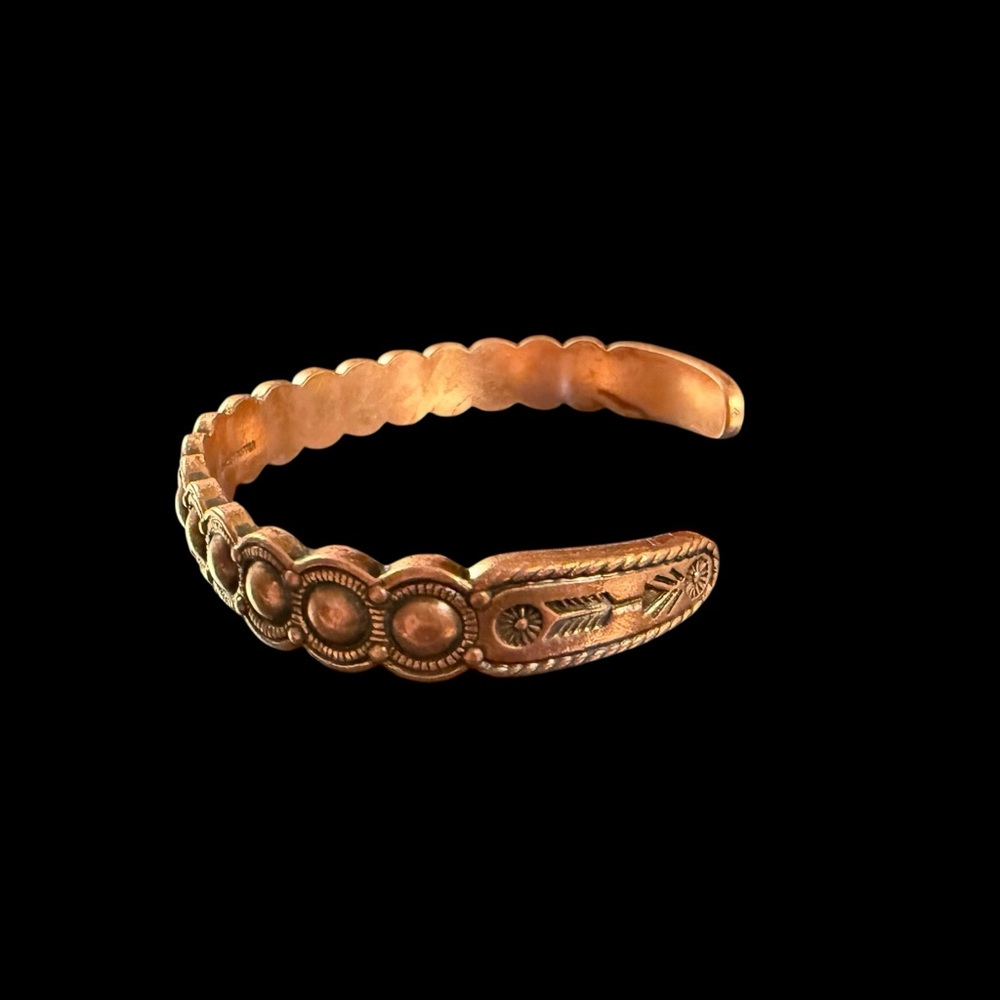 Native American Stamped Solid Copper Bracelet Cuf… - image 1